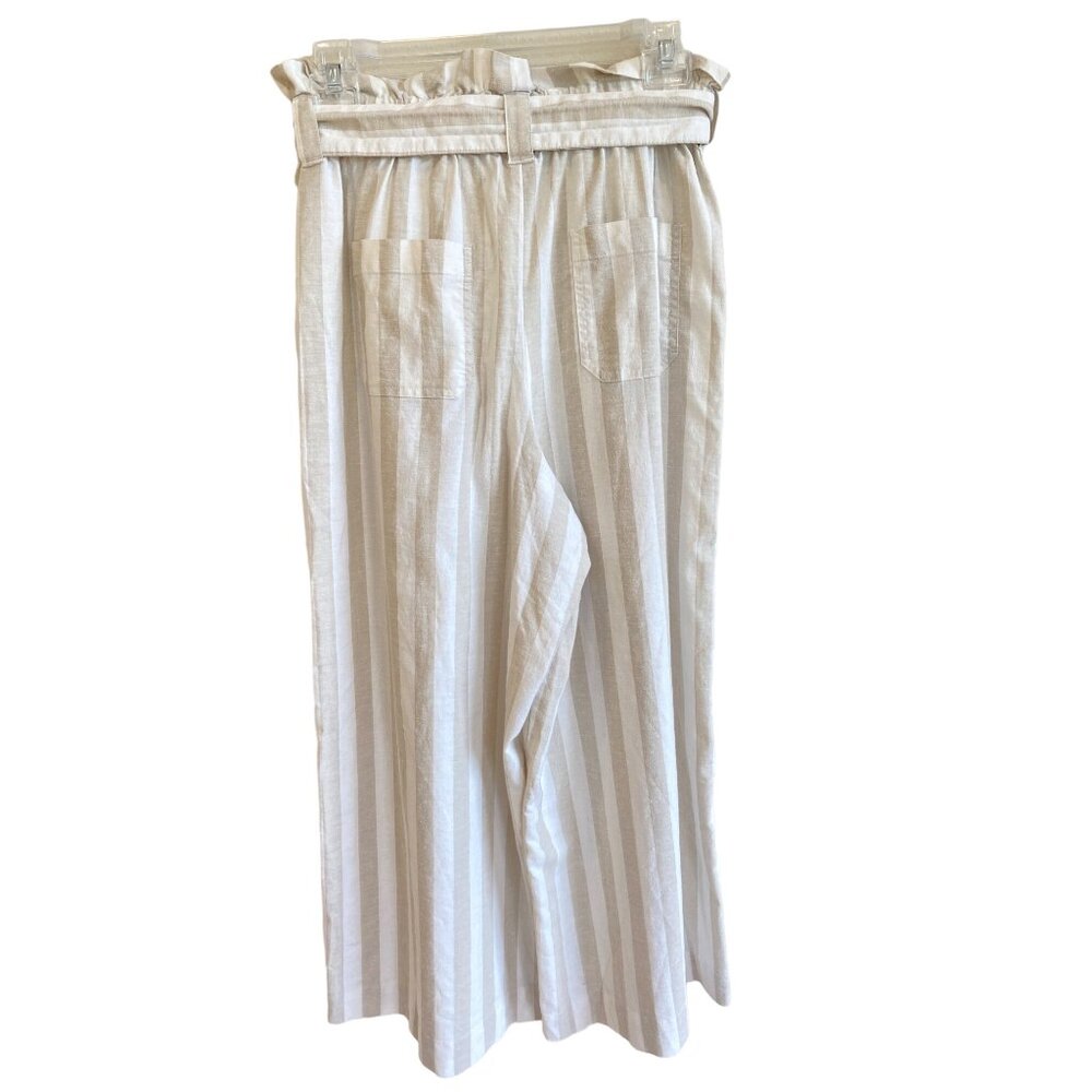 Marine Layer Caroline Pant Tan/White Stripe Small Wide Leg Capri Hemp Worn Once! - Picture 4 of 10